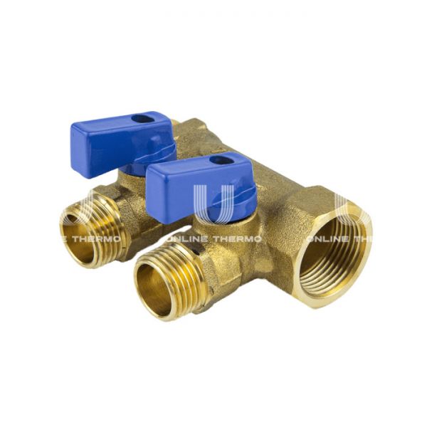 Коллектор Aquasfera с шаровыми кранами 9025-02, ВР-НР 3/4", на 3 контура 1/2", модульный, конусное соединение