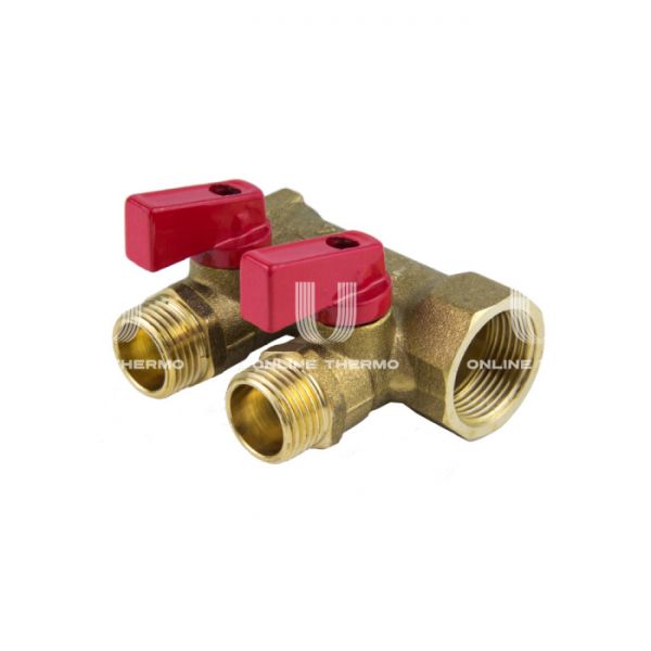 Коллектор Aquasfera с шаровыми кранами 9026-02, ВР-НР 3/4", на 3 контура 1/2", модульный, конусное соединение