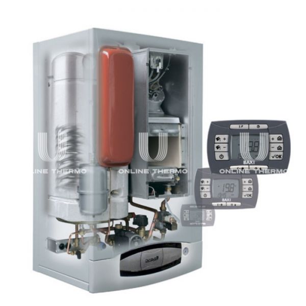 Настенный газовый котел Baxi NUVOLA3 COMFORT 240 i CSB45424358-, двухконтурный, открытая камера, 24.4 кВт, выносная панель, встроенный бойлер 60 л