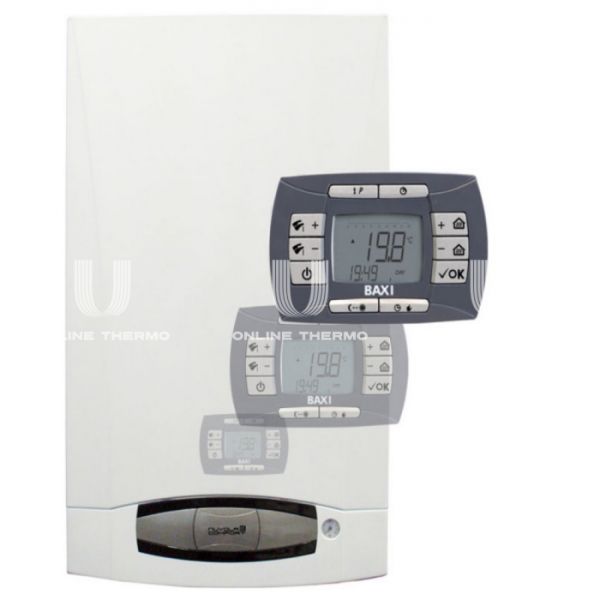 Настенный газовый котел Baxi NUVOLA3 COMFORT 280 i CSB45428358-, двухконтурный, открытая камера, 28 кВт, выносная панель, встроенный бойлер 60 л