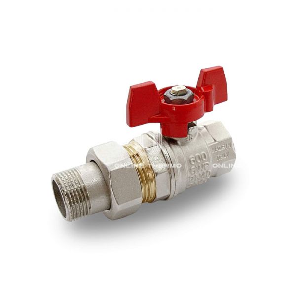 Кран шаровый с разъемным соединением Bonomi S90D36 ВР-НР 1/2", полнопроходной, ручка-бабочка