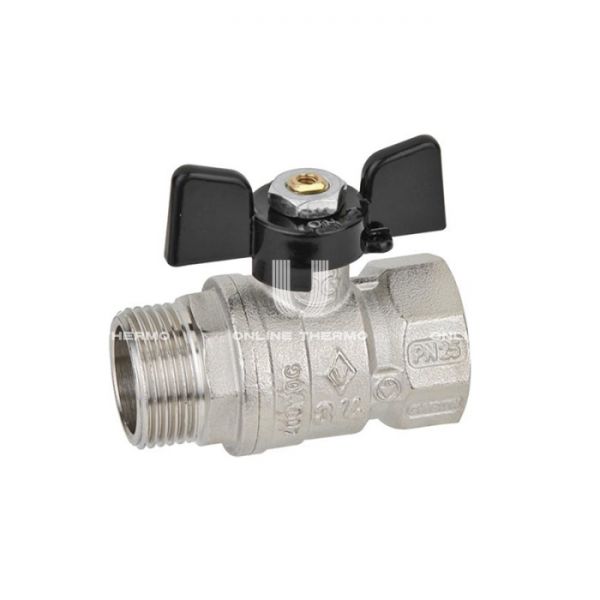 Кран шаровый Bugatti Arizona 06070059 1"1/4 НР-ВР, 607, стандартный проход, ручка-бабочка