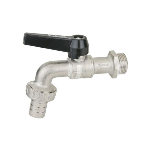 Кран шаровый водоразборный со штуцером Bugatti Alaska 06890082 3/4", НР-штуцер, 689, ручка-рычаг