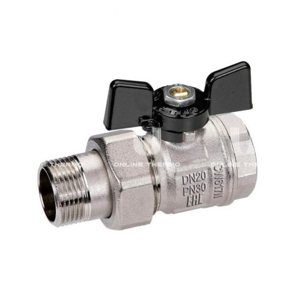 Кран шаровый с разъемным соединением Bugatti New Jersey 09220006 1" НР-ВР, 922, полнопроходной, ручка-бабочка