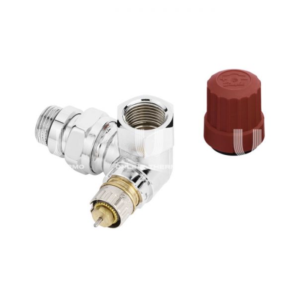 **Термостатический клапан (терморегулятор) Danfoss 013G4240 RA-NCX DN15 1/2" ВР-НР, трехосевой левый, хромированный, с преднастройкой