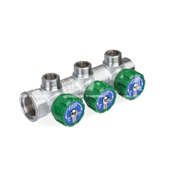 *Регулирующий проходной коллектор FAR FK 3822 3412TP, 3/4" ВР-НР, на 3 контура  1/2" НР, модульный, плоское соединение