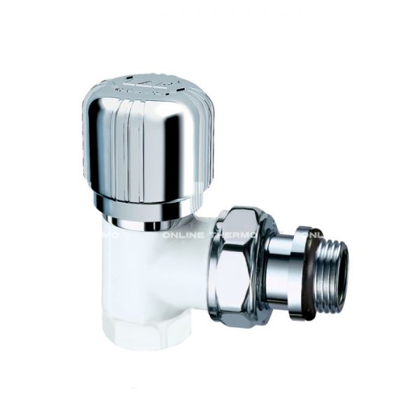 Термостатический клапан (терморегулятор) FAR FL 0119 12P, 1/2" ВР-НР, угловой, хромированный, без преднастройки