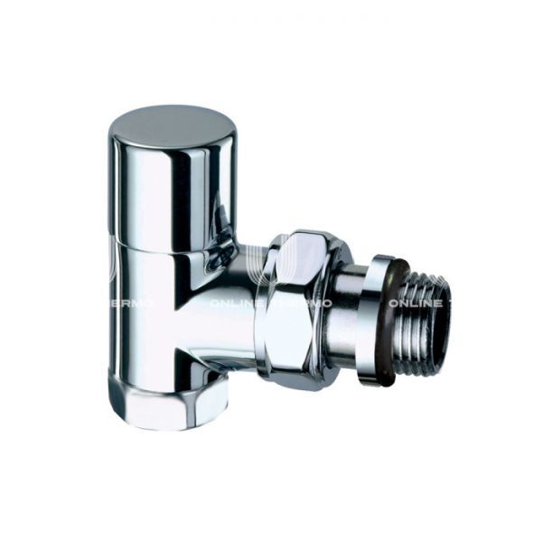 Запорный радиаторный клапан ручной FAR FL 0138 12P, 1/2" ВР-НР, угловой, с антипротечкой, хром