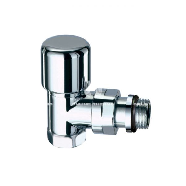 Термостатический клапан (терморегулятор) FAR FL 0148 12P, 1/2" ВР-НР, угловой, хромированный, без преднастройки