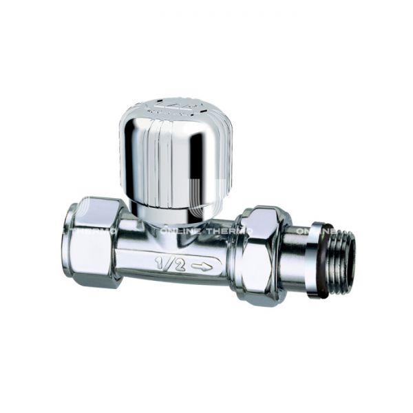 Термостатический клапан (терморегулятор) FAR FL 0185 12P, 1/2" М24х19 НР-НГ, прямой, хромированный, без преднастройки