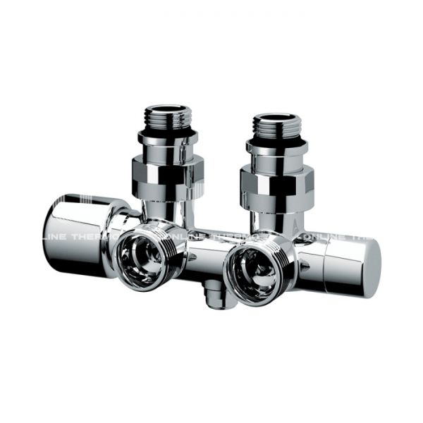 Узел нижнего подключения FAR, FL 0263 3412, 1/2"x3/4"EK НР, угловой, термостатический, с подключением ЕК, хром