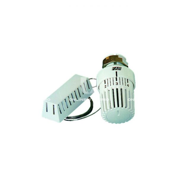 Термостатическая головка (термостат) FAR FT 1810, жидкостная, клипсовое соединение, белая, с выносным датчиком, 2 м