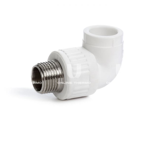 Угольник (угол) 90° с наружной резьбой ППР (полипропиленовый) Fusitek FT04501, 20х1/2", комбинированный