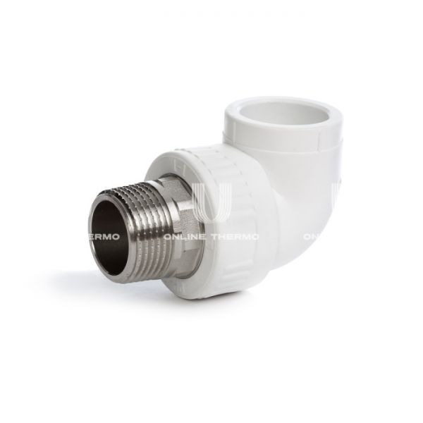 Угольник (угол) 90° с наружной резьбой ППР (полипропиленовый) Fusitek FT04508, 32х1", комбинированный шестигранный