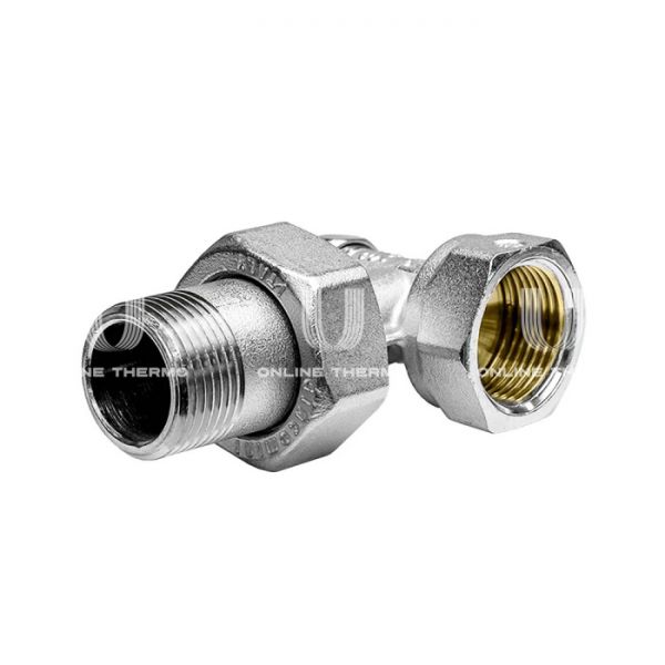 Запорный радиаторный клапан ручной Giacomini R16DX003, 1/2", ВР-НР, угловой, хромированный