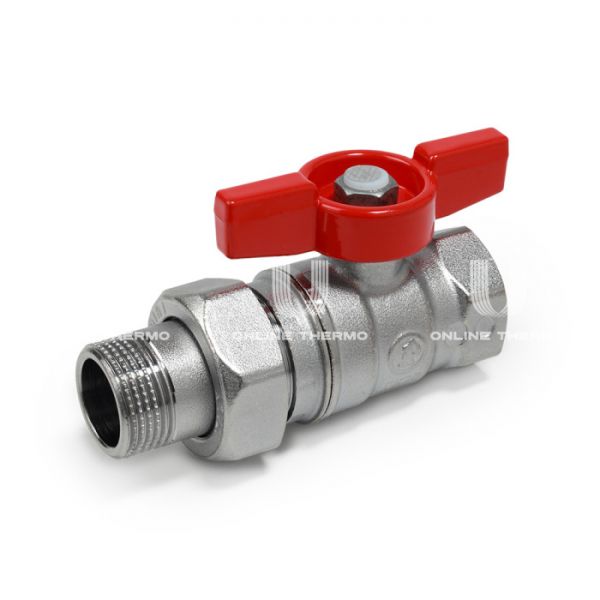 Кран шаровый с разъемным соединением Giacomini R259X004 1/2x3/4" ВР-НР, ручка-бабочка