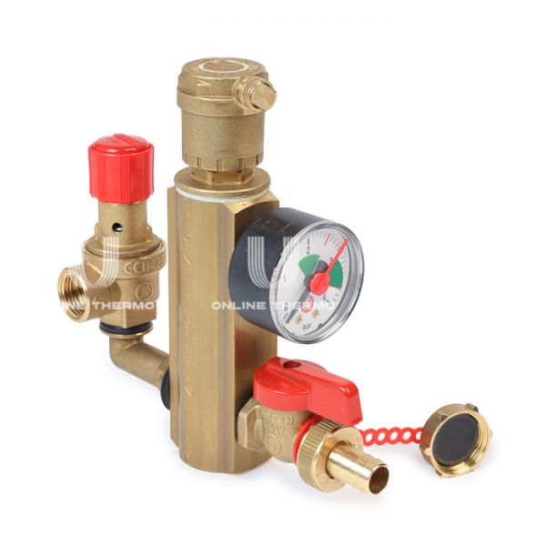 Группа безопасности котла Giacomini R554EY001, 1", латунь, с манометром