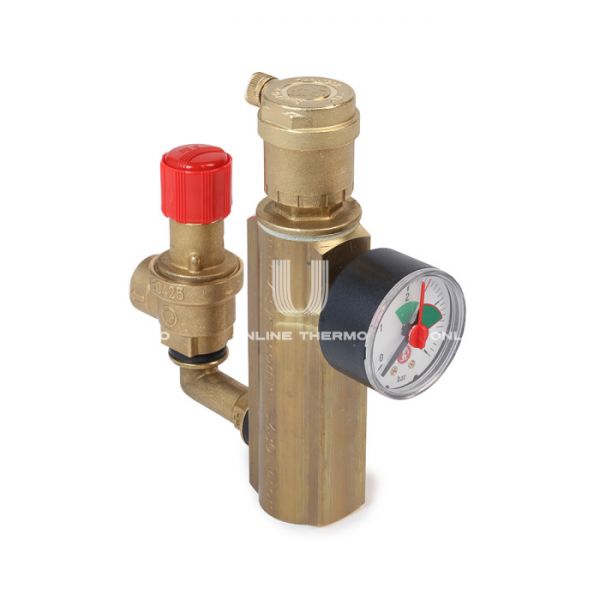 Группа безопасности котла Giacomini R554FY001, 1", латунь, с манометром