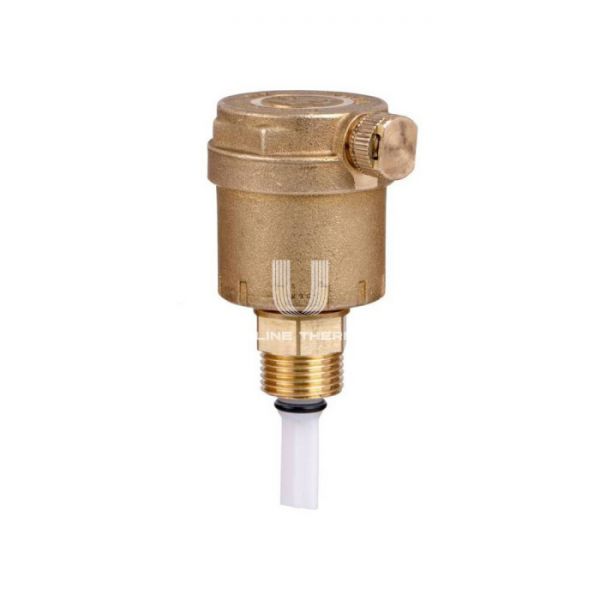 Автоматический воздухоотводчик Giacomini R88IY003, 1/2" НР, прямой, латунь, боковой выпуск, с клапаном