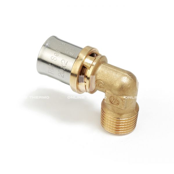 Угольник (угол) 90° с наружной резьбой Giacomini RM127Y047, 20х3/4", пресс-фитинг