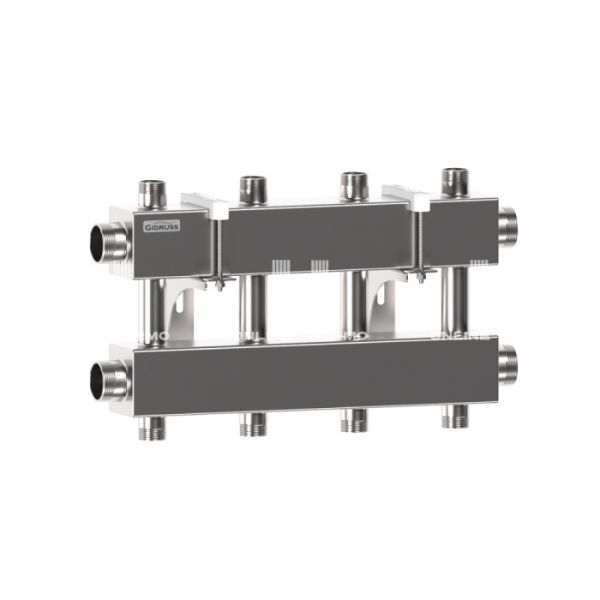 Модульный распределительный коллектор Gidruss (Гидрусс) MKSS-150-4DUx25, до 150 кВт, нержавеющая сталь