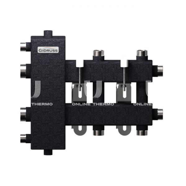 Балансировочный коллектор Gidruss (Гидрусс) BM-100-3DU, до 100 кВт, конструкционная сталь, черный муар