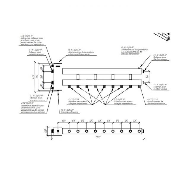 Балансировочный коллектор Gidruss (Гидрусс) BM-150-5D, до 150 кВт, конструкционная сталь