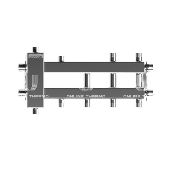 Балансировочный коллектор Gidruss (Гидрусс) BMSS-40-4DU, компактный, до 40 кВт, нержавеющая сталь