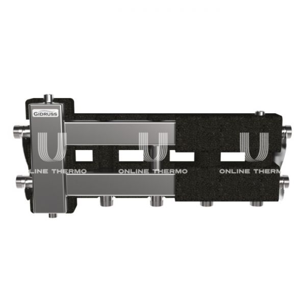 Балансировочный коллектор Gidruss (Гидрусс) BMSS-60-3D.EPP, до 60 кВт, нержавеющая сталь, с термоизоляцией