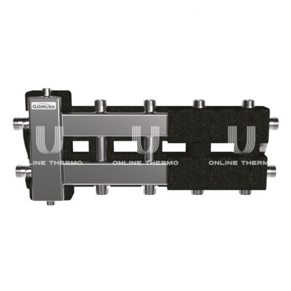 Балансировочный коллектор Gidruss (Гидрусс) BMSS-60-5DU.EPP, до 60 кВт, нержавеющая сталь, с термоизоляцией