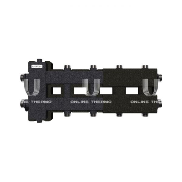 Балансировочный коллектор Gidruss (Гидрусс) BM-80-5DU.EPP, до 80 кВт, конструкционная сталь, с термоизоляцией