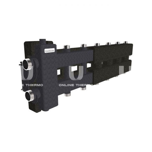 Балансировочный коллектор Gidruss (Гидрусс) BM-80-7DU.EPP, до 80 кВт, конструкционная сталь, с термоизоляцией