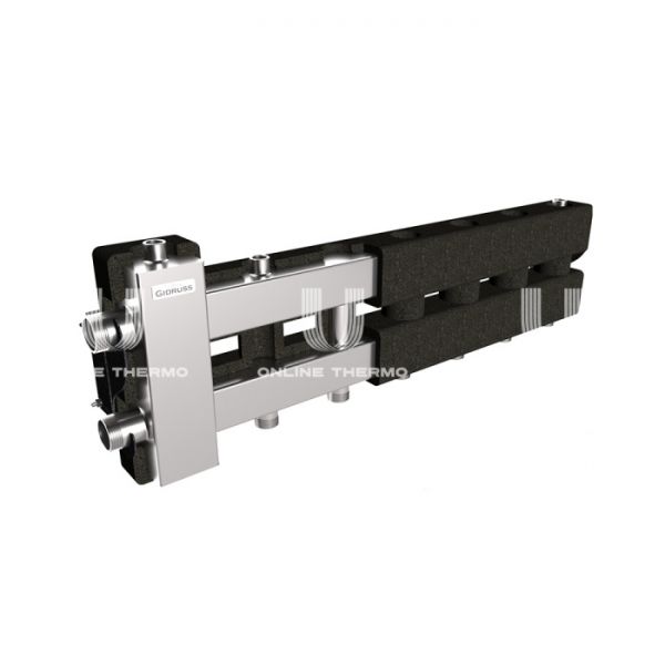 Балансировочный коллектор Gidruss (Гидрусс) BMSS-80-4D.EPP, до 80 кВт, нержавеющая сталь, с термоизоляцией