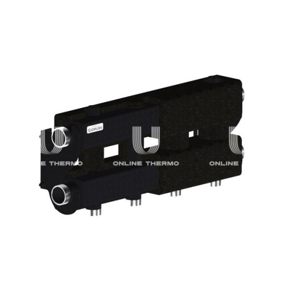 Модульный распределительный коллектор Gidruss (Гидрусс) MK-100-2.EPP, до 100 кВт, конструкционная сталь, с термоизоляцией, черный муар, универсальное подключение термодатчика