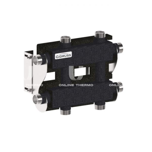 Модульный распределительный коллектор Gidruss (Гидрусс) MK-60-3DU.EPP, до 60 кВт, конструкционная сталь, с термоизоляцией, черный муар