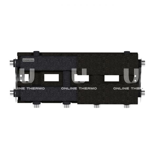 Модульный распределительный коллектор Gidruss (Гидрусс) MK-60-3D.EPP, до 60 кВт, конструкционная сталь, с термоизоляцией, подключение для температурного датчика