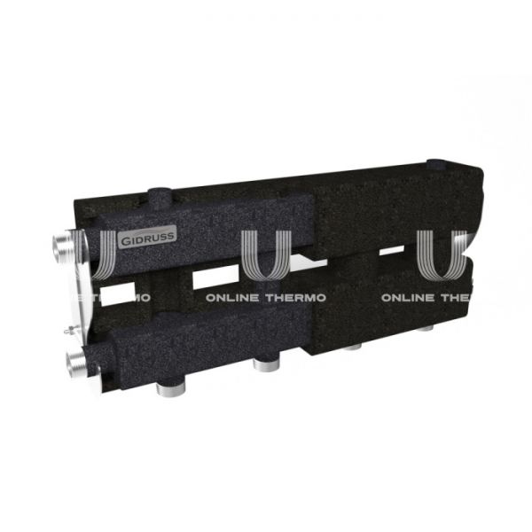 Модульный распределительный коллектор Gidruss (Гидрусс) MK-60-3D.EPP, до 60 кВт, конструкционная сталь, с термоизоляцией, подключение для температурного датчика