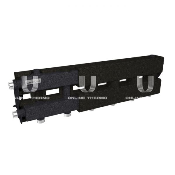 Модульный распределительный коллектор Gidruss (Гидрусс) MK-60-4D.EPP с термоизоляцией, конструкционная сталь, подключение для температурного датчика