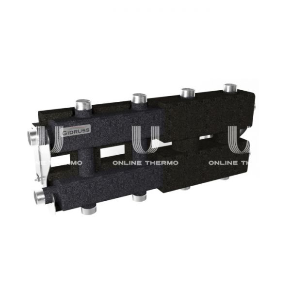 Модульный распределительный коллектор Gidruss (Гидрусс) MK-60-5DU.EPP, до 60 кВт, конструкционная сталь, с термоизоляцией, подключение для температурного датчика