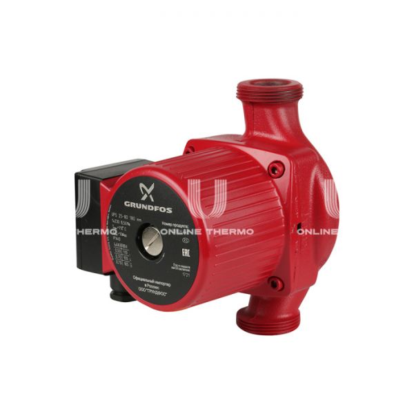 Насос циркуляционный Grundfos UPS 25-80 95906440, с гайками, база 180 мм