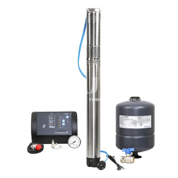 Комплект для поддержания постоянного давления Grundfos 96524508 с насосом SQE 3-105, с блоком управления CU 301, с гидробаком 8 л