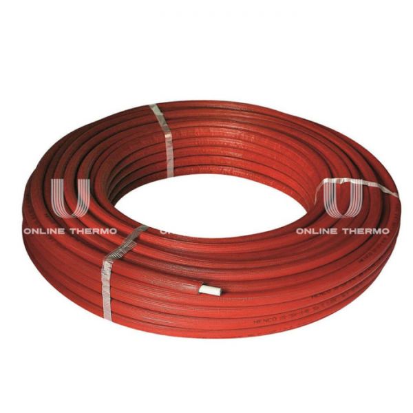 Труба металлопластиковая Henco RIXc PE-Xc 100-ISO4-R16-RO, 16х2.0, бухта 100 м, в красной изоляции 6 мм