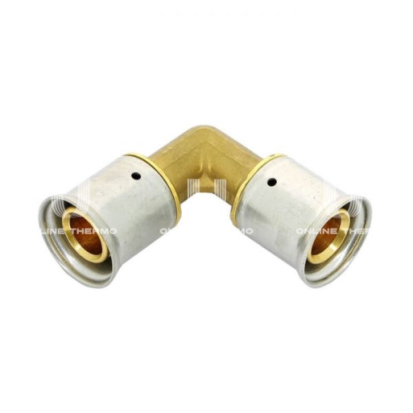 Угольник (угол) 90° равносторонний Henco 1P-2020, 20 мм, латунь, пресс-фитинг