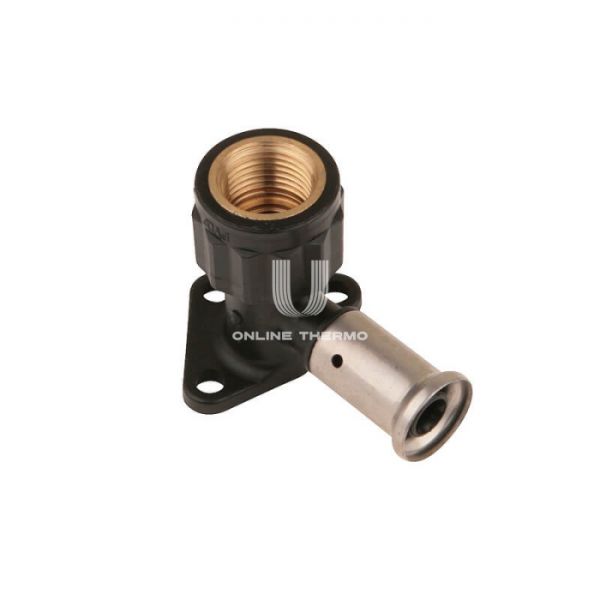 Угольник настенный (водорозетка) Henco 2PK-2004BP, 20х1/2", высота 56 мм, c черной заглушкой, пресс-фитинг