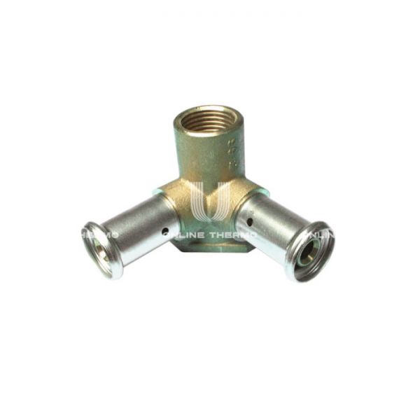 Тройник настенный (водорозетка) Henco 3P-160416, 16x1/2"x16, высота 52 мм, латунь, пресс-фитинг