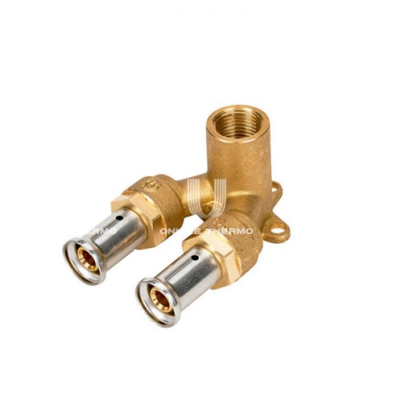 Тройник настенный (водорозетка) Henco 3P-200420VK, 20x1/2"x20, U-образный, укороченный, высота 40 мм, латунь, пресс-фитинг