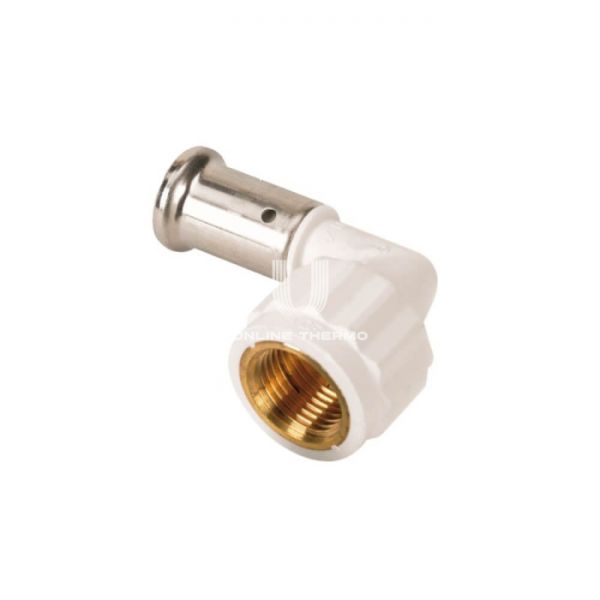 Угольник (угол) 90° с внутренней резьбой Henco 6PKW-1604, 16х1/2", белый, пресс-фитинг