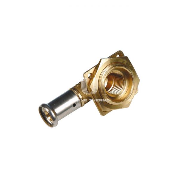 Угольник (водорозетка) с контргайкой Henco 8P-1604, 16х1/2", для стиральных машин, латунь, пресс-фитинг