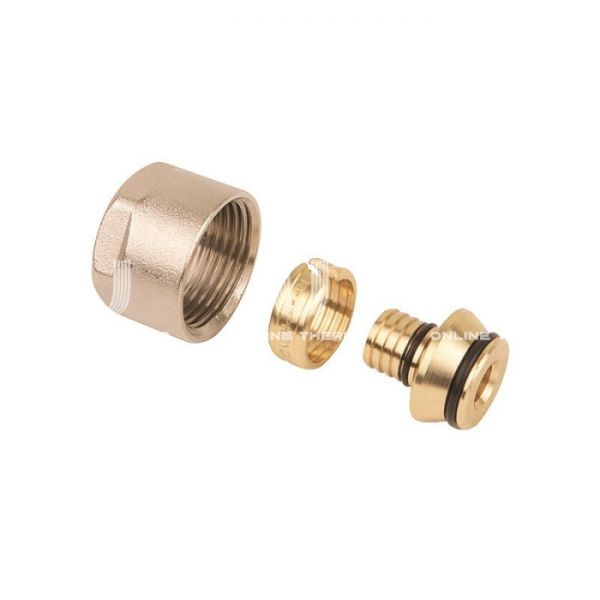 Резьбозажимное соединение (фитинг евроконус) Henco EK16-2, 3/4"ЕК, для подключения трубы 16х2.0 мм, никелированный