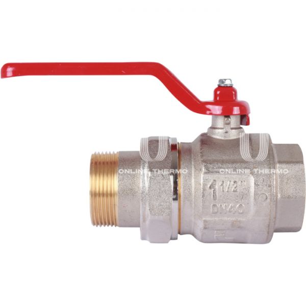 Кран шаровый с разъемным соединением Itap Ideal 0980112 1 1/2" НР-ВР, 098, полнопроходной, ручка-рычаг